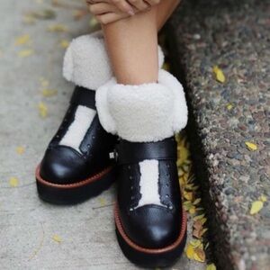 Coach Urban Hiker Cozy Black and Cream Boots